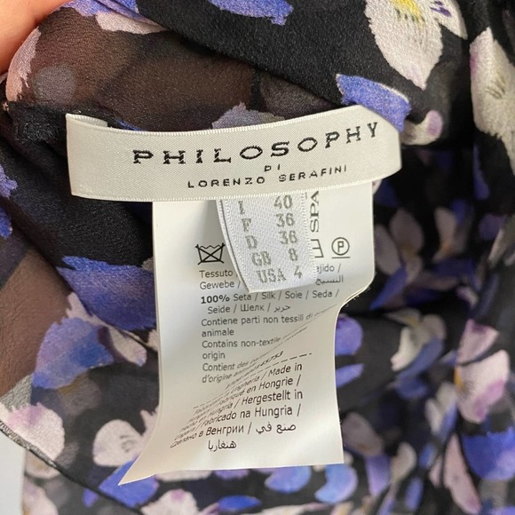 Philosophy Lorenzo Di Lorenzo Serafini Silk Floral Tiered Top Size 4 - Picture 10 of 16
